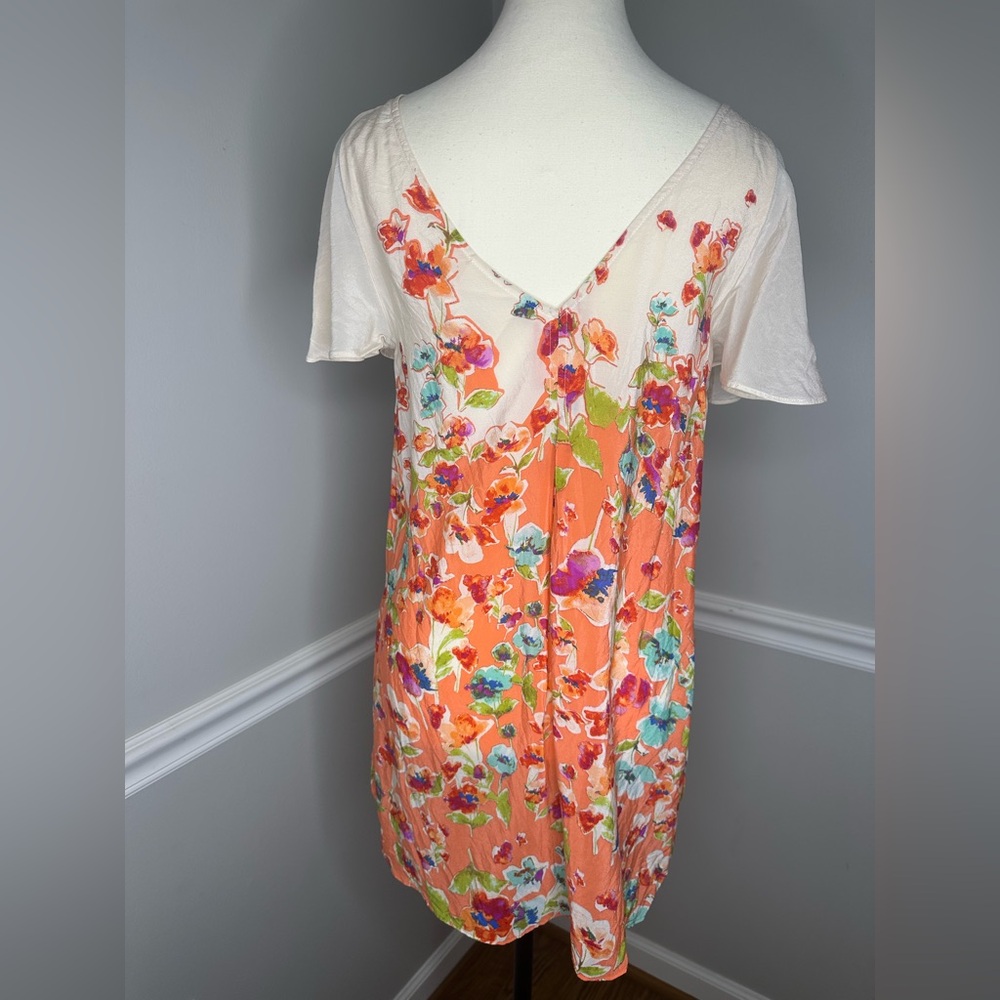 Anthropologie Maeve Orange Floral Short Sleeve Top - Picture 8 of 11